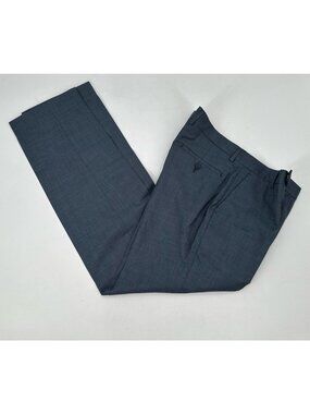 Paul Frederick Classic Wool Dress Pants Bluish Gray Flat Front Career  36x32.5"